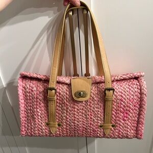 MaggieB straw and leather bag
